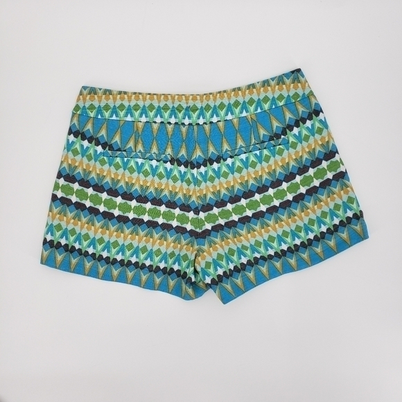j. Crew Factory Geo Print Green and Blue Shorts, Size 6 - Picture 3 of 7
